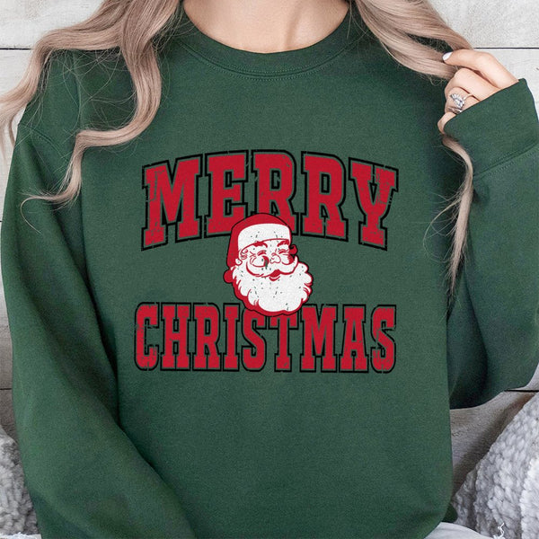 Retro Santa Graphic Sweatshirt, Merry Christmas Santa Sweatshirt, Distressed Santa Claus Sweatshirt, Vintage Holiday Crewneck