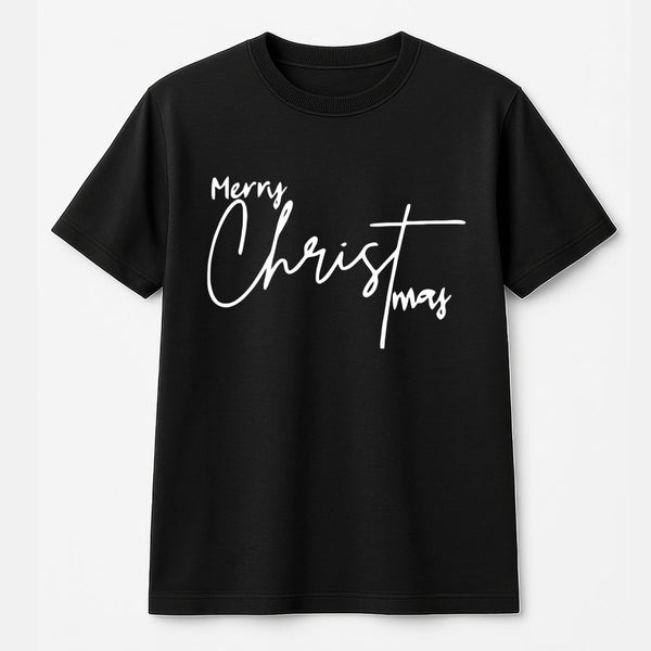 Script Lettering Christmas Shirt, Minimalist Merry Christmas T-Shirt, Simple Holiday Graphic Tee, Festive Christmas T-Shirt, 