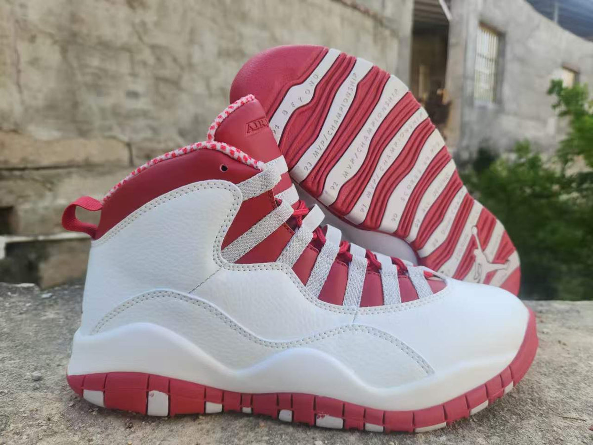 High Top Sneakers, White Red Colorway, Lace Up Design, Casual Gift for Sneaker Fans