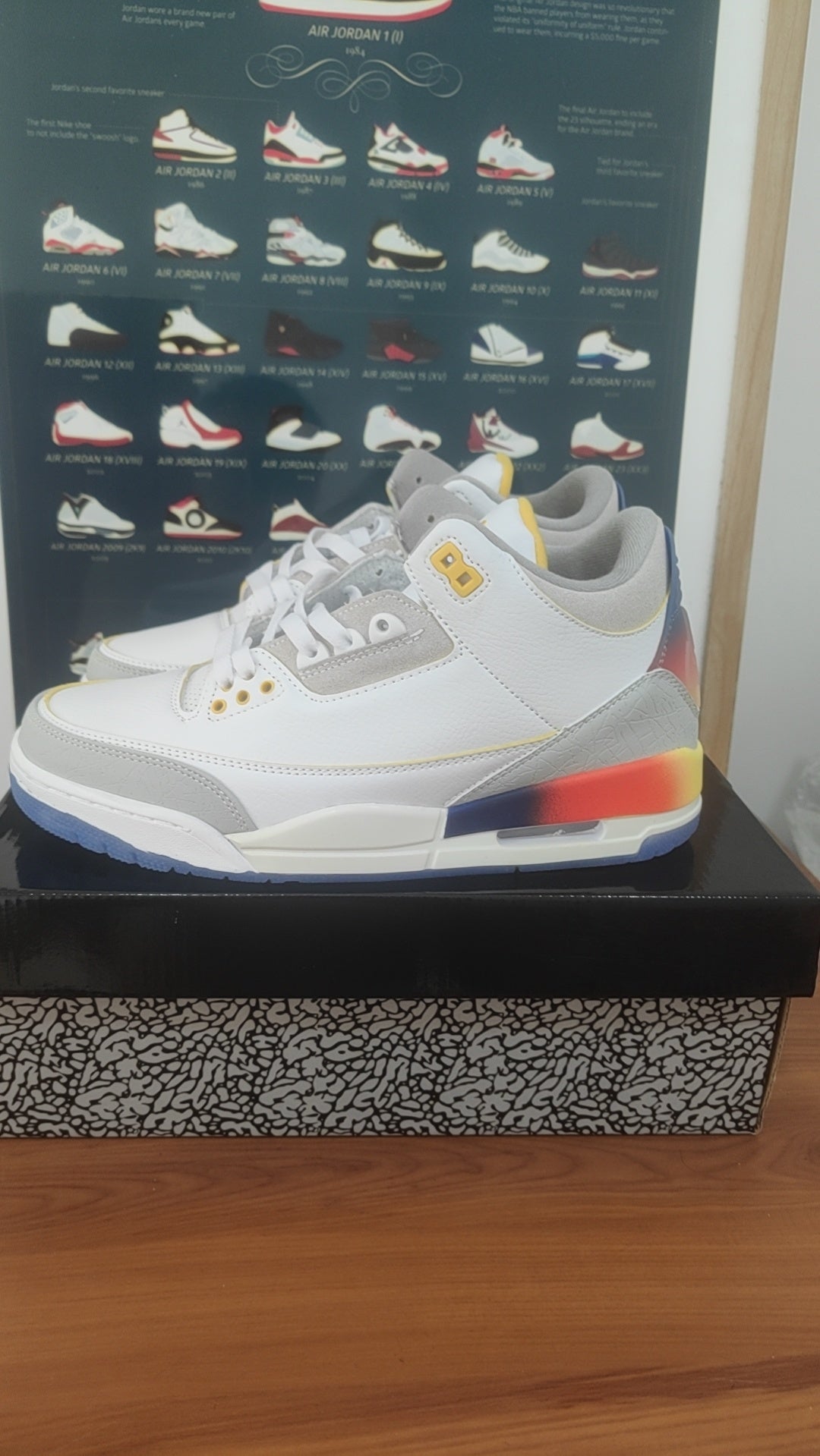 Sneakers, White Orange Colorway, Lace Up Design, Casual Gift for Sneaker Fans