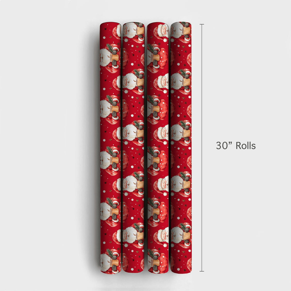 Red Cocoa Santa Claus Gift Wrap, Adorable Santa Christmas Wrapping Paper, Snowflake Holiday Wrapping Paper, Retro Xmas Gift W