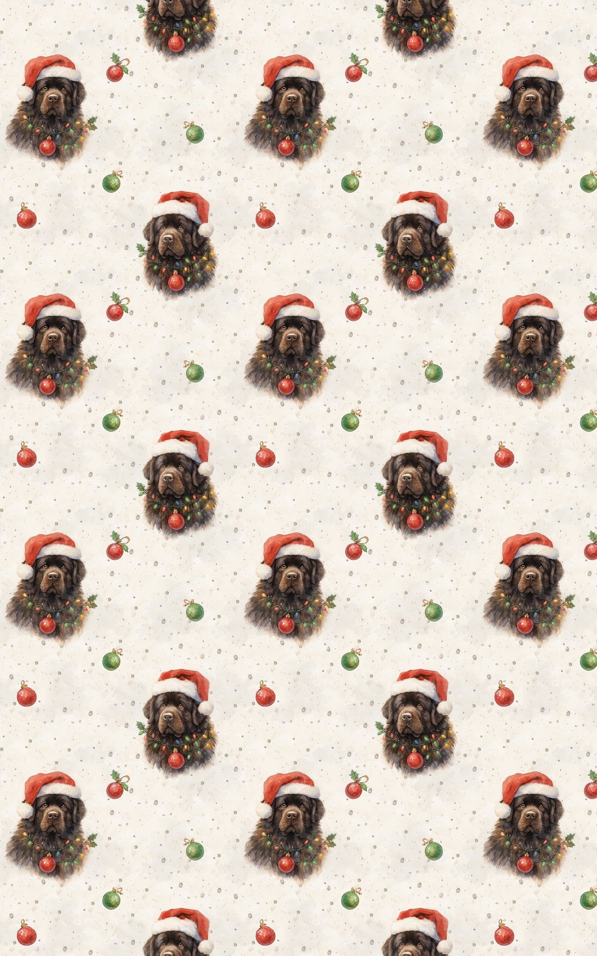 Newfoundland Dog Holiday Gift Wrap, Newfoundland Christmas Wrapping Paper, Santa Hat Puppy Wrapping Paper, Dog Lover Xmas Pre