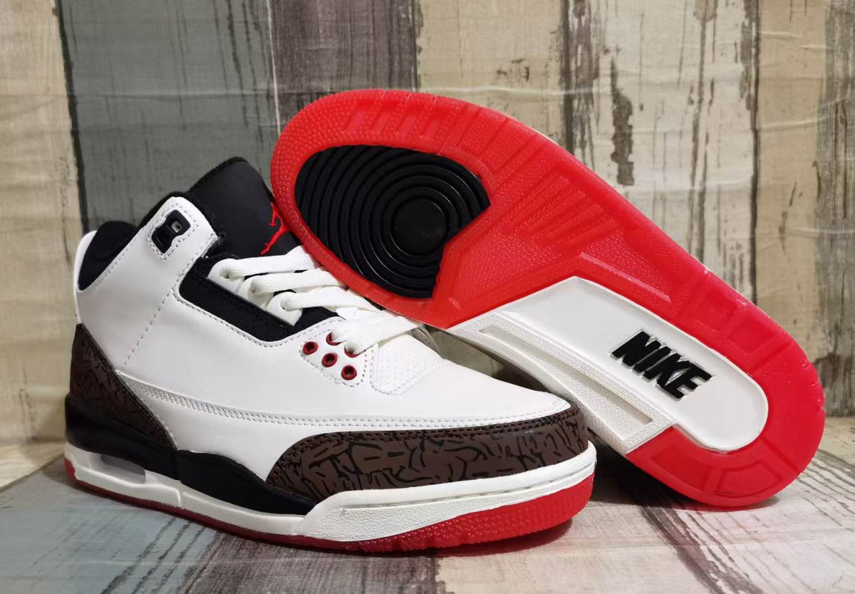 Low Top Sneakers, White Brown Red Colorway, Lace Up Design, Casual Gift for Sneaker Fans