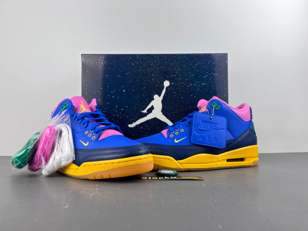 Low Top Sneakers, Royal Blue Green Pink Colorway, Lace Up Design, Casual Gift for Sneaker Fans