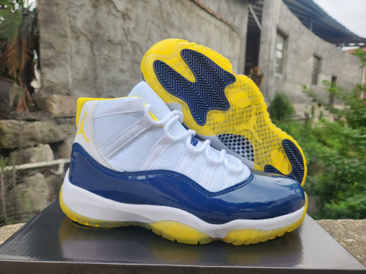 High Top Sneakers, Blue White Yellow Colorway, Lace Up Design, Casual Gift for Sneaker Fans