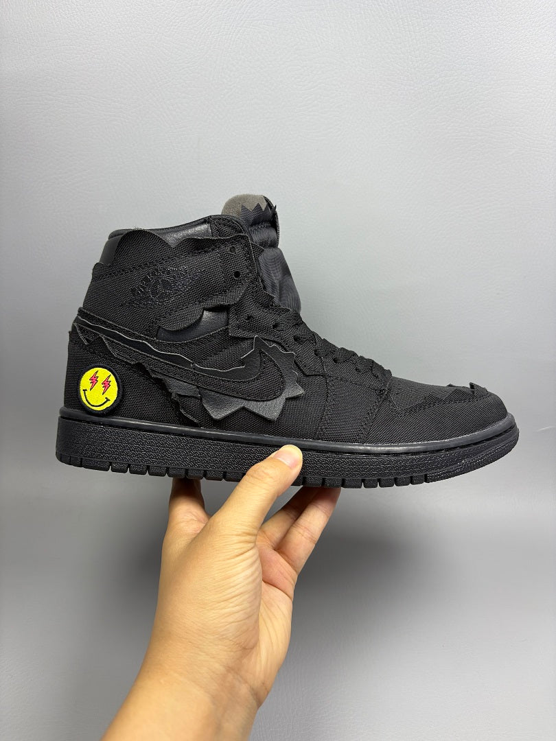 High Top Sneakers, Black Colorway, Strap Design, Casual Gift for Sneaker Fans