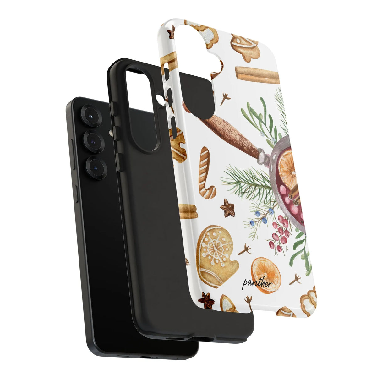 Holiday Baking Mulled Wine Watercolor Cover, Christmas Gingerbread Phone Case Samsung Galaxy, Festive Xmas Tough Samsung Case