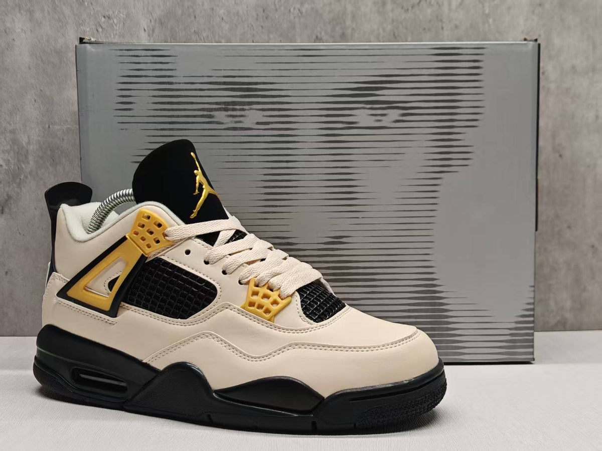 Mid Top Sneakers, Beige Black Yellow Colorway, Lace Up Design, Casual Gift for Sneaker Fans