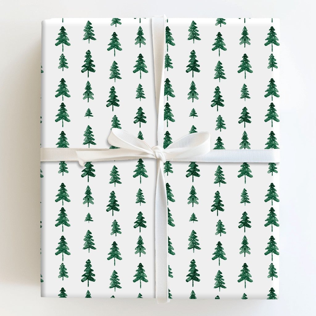 Rustic Christmas Tree Gift Wrap, Pine Tree Wrapping Paper, Minimalist Forest Wrapping Paper, Modern Winter Holiday Wrapping P