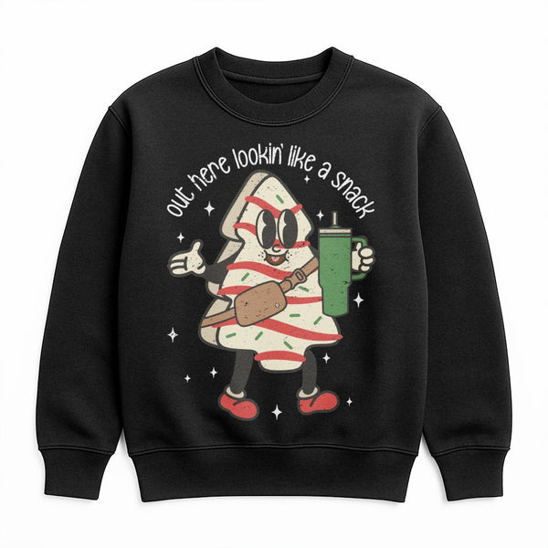 Retro Snack Holiday Sweatshirt, Christmas Tree Cake Sweatshirt, Adorable Christmas Tree Cake Crewneck, Humorous Xmas Snack Sw