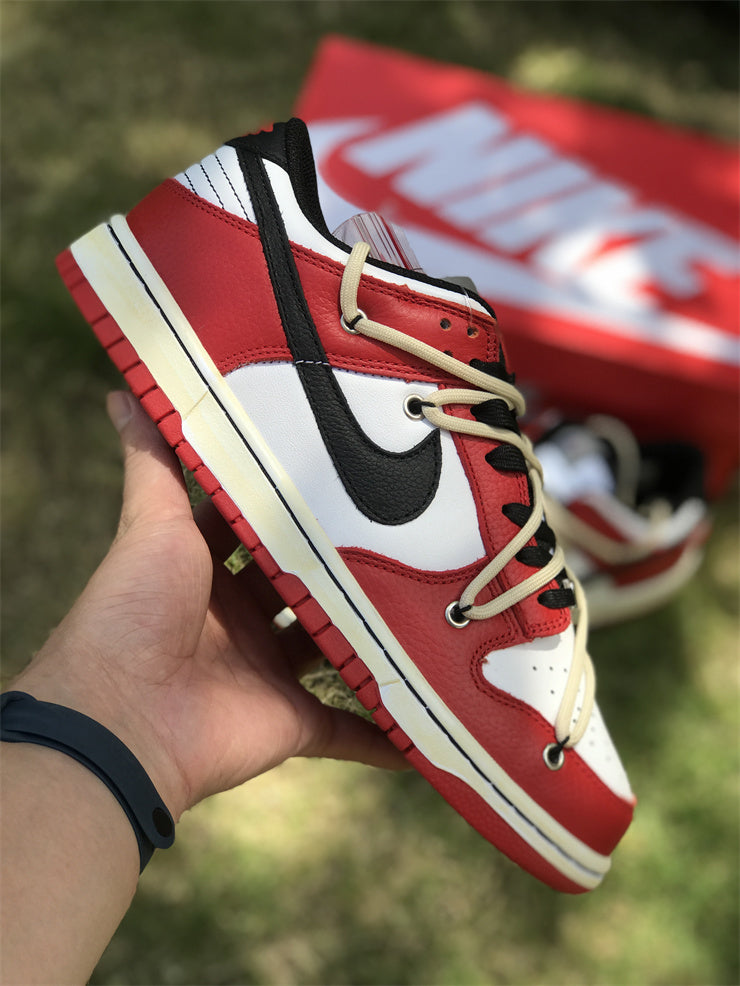 Low Top Sneakers, Red Cream Colorway, Lace Up Design, Casual Gift for Sneaker Fans