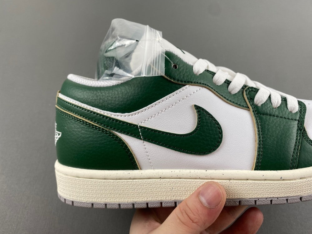 Low Top Sneakers, White Green Colorway, Lace Up Design, Casual Gift for Sneaker Fans