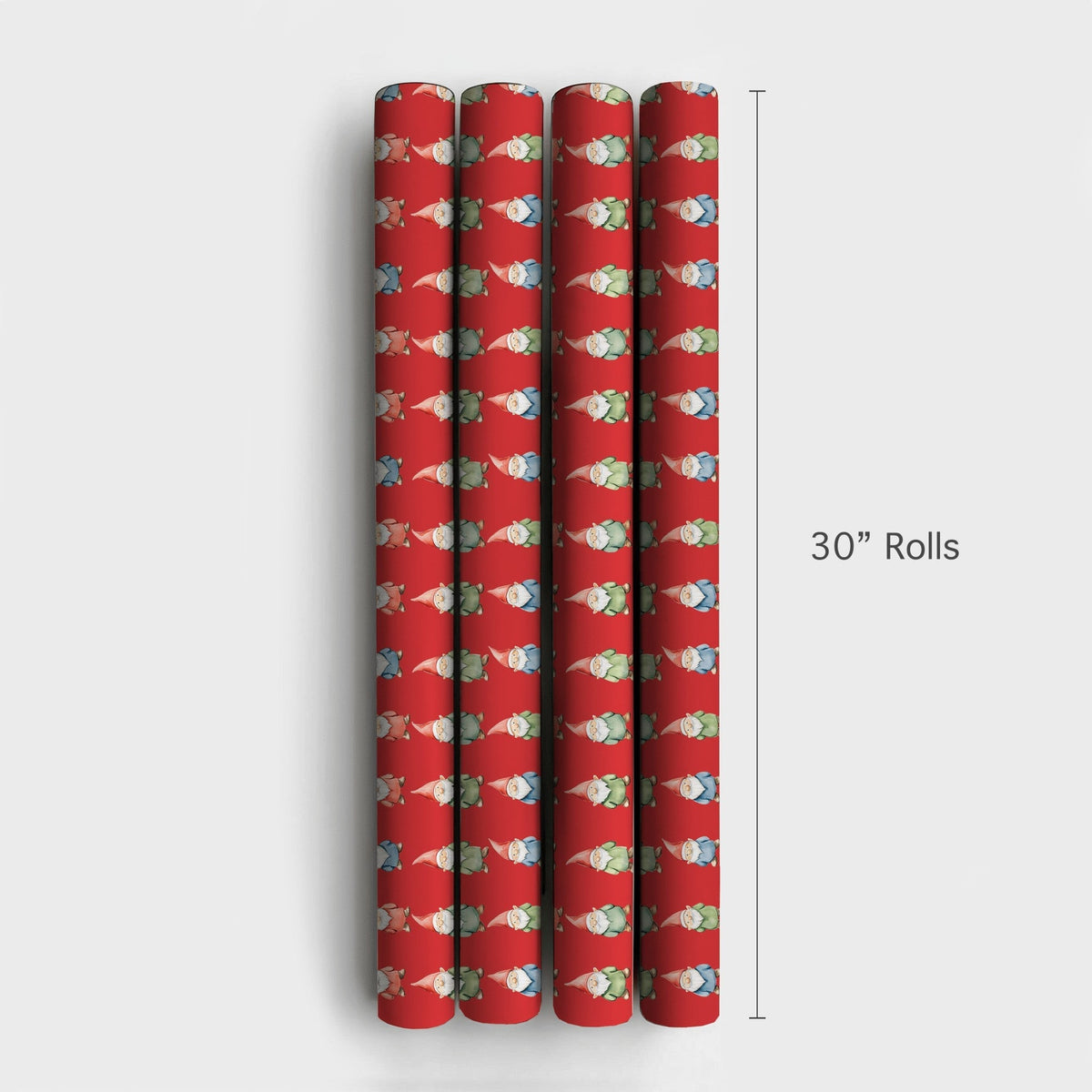 Watercolor Scandinavian Gift Wrap Roll, Red Christmas Gnome Wrapping Paper, Whimsical Holiday Present Paper, Nordic Winter Gi