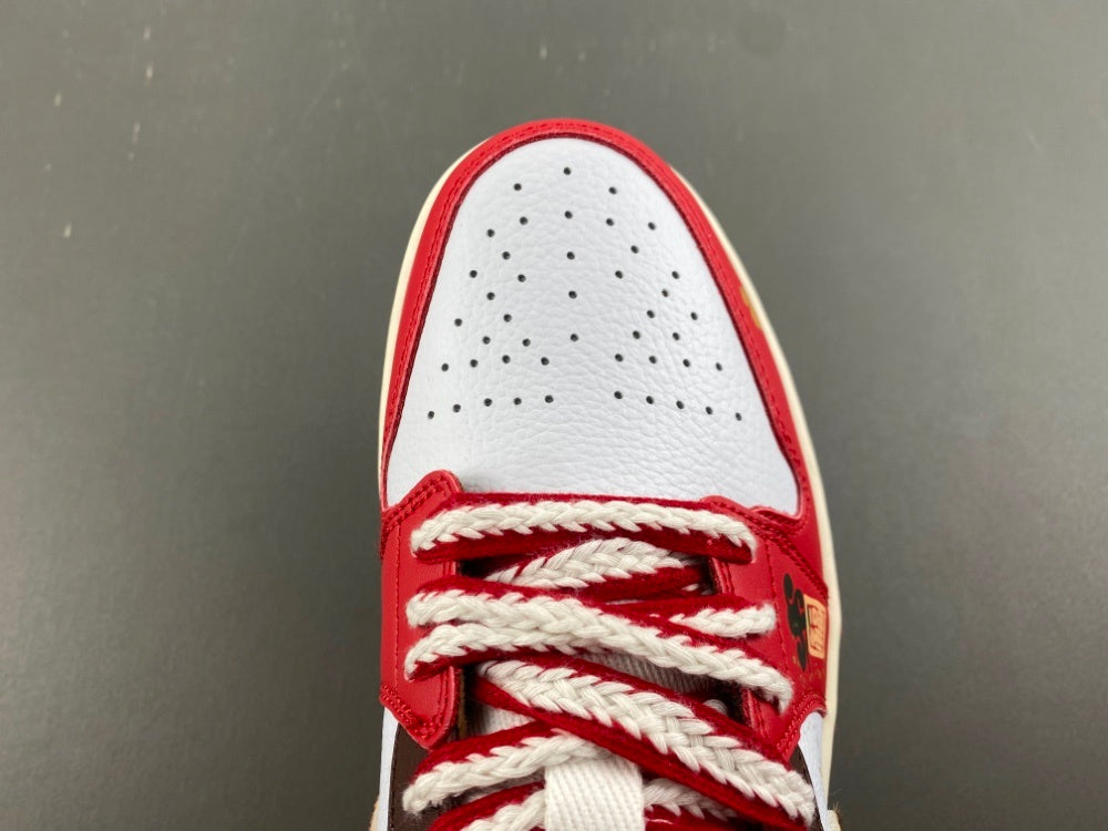 Low Top Sneakers, Red Gold Colorway, Lace Up Design, Casual Gift for Sneaker Fans