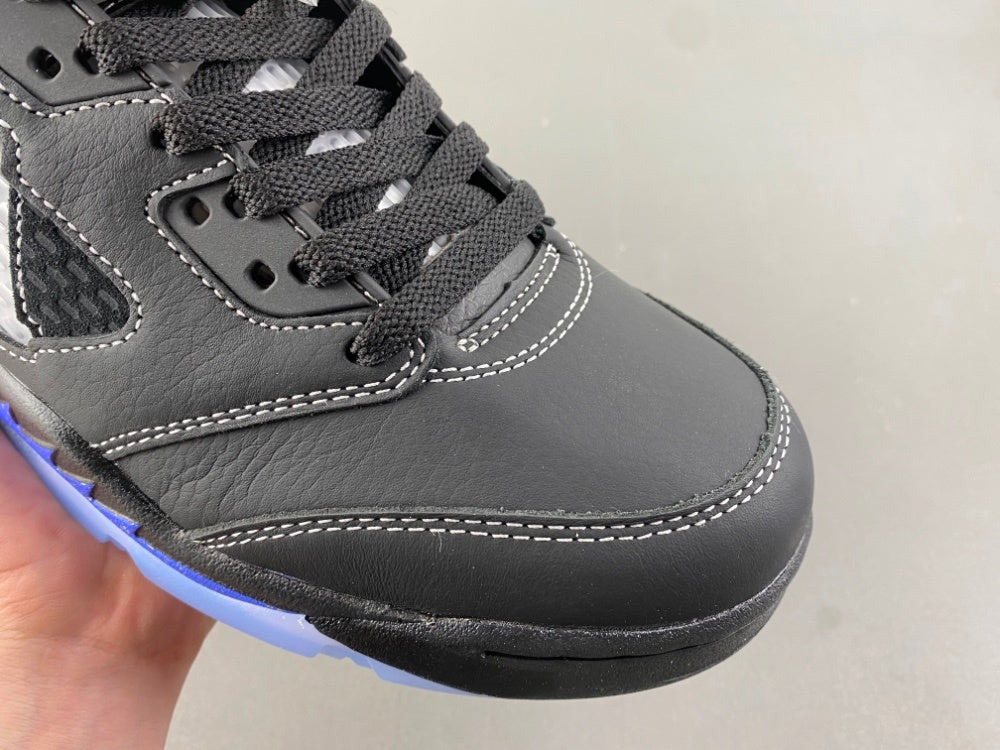 Low Top Sneakers, Blue Black Colorway, Leather Footwear, Lace Up Design, Casual Gift for Sneaker Fans
