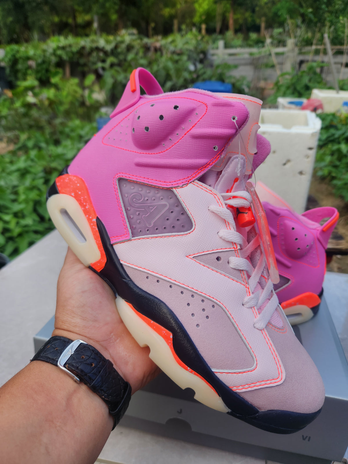High Top Sneakers, Pink Gray Colorway, Lace Up Design, Casual Gift for Sneaker Fans
