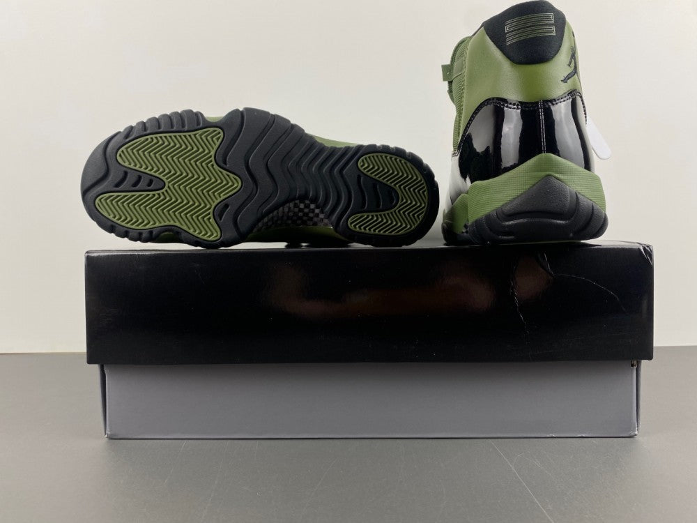 High Top Sneakers, Army Green Black Colorway, Leather Footwear, Lace Up Design, Casual Gift for Sneaker Fans
