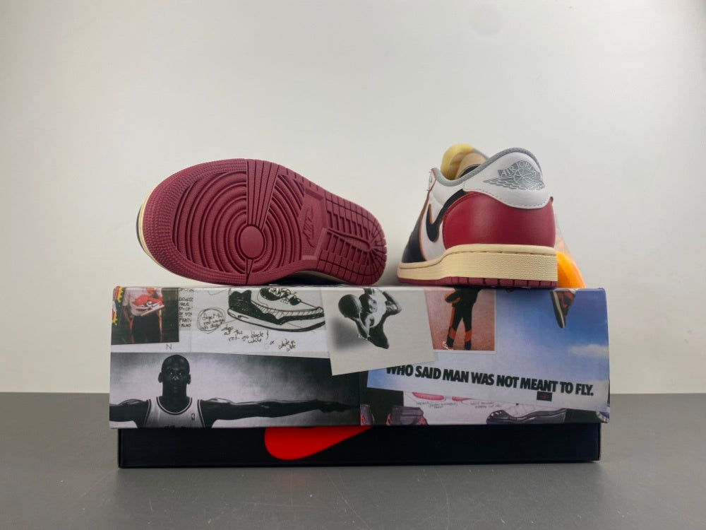 Retro Low Top Sneakers, White Black Red Colorway, Leather Footwear, Lace Up Design, Casual Gift for Sneaker Fans