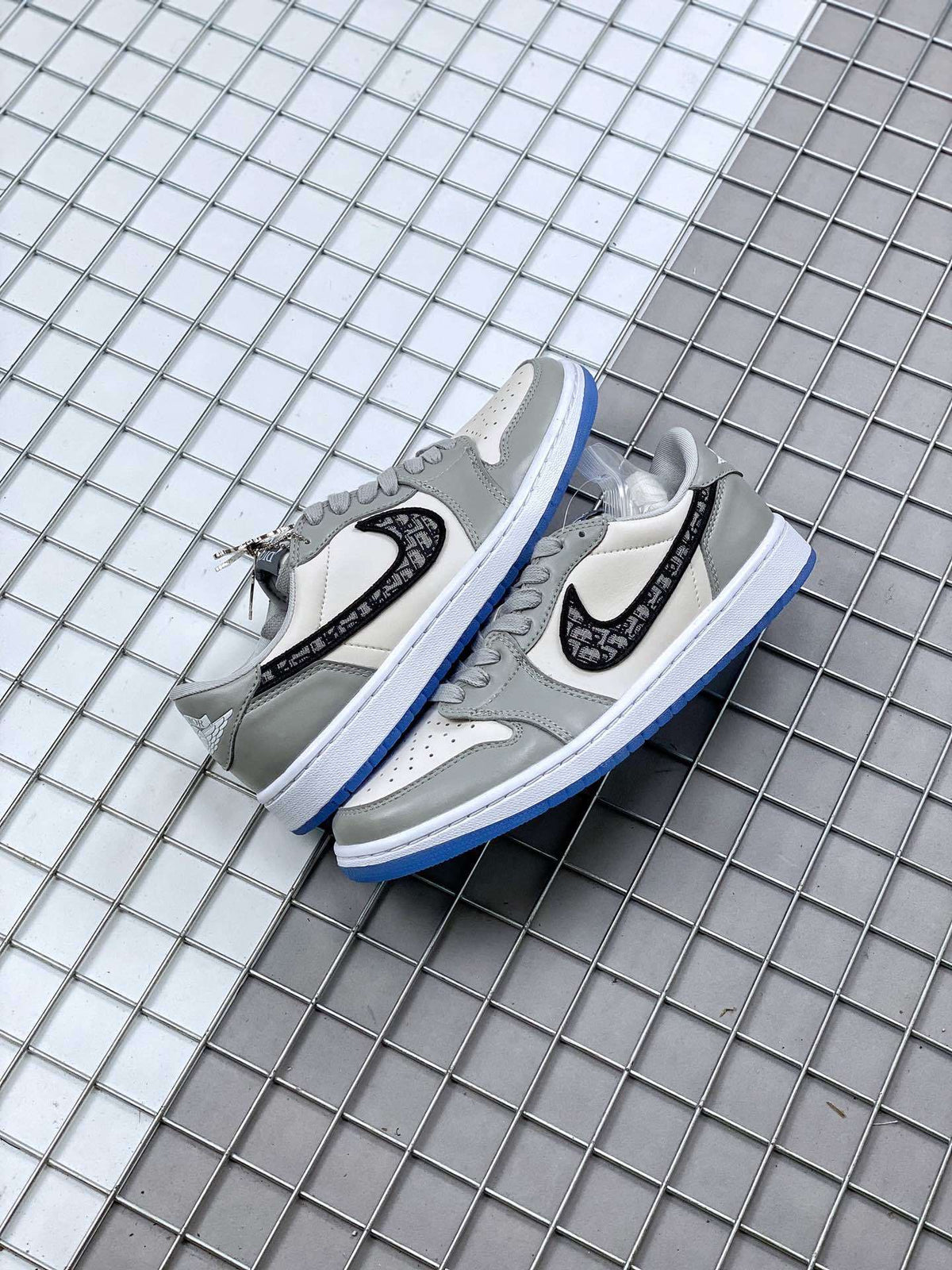 Low Top Sneakers, Gray White Colorway, Lace Up Design, Casual Gift for Sneaker Fans