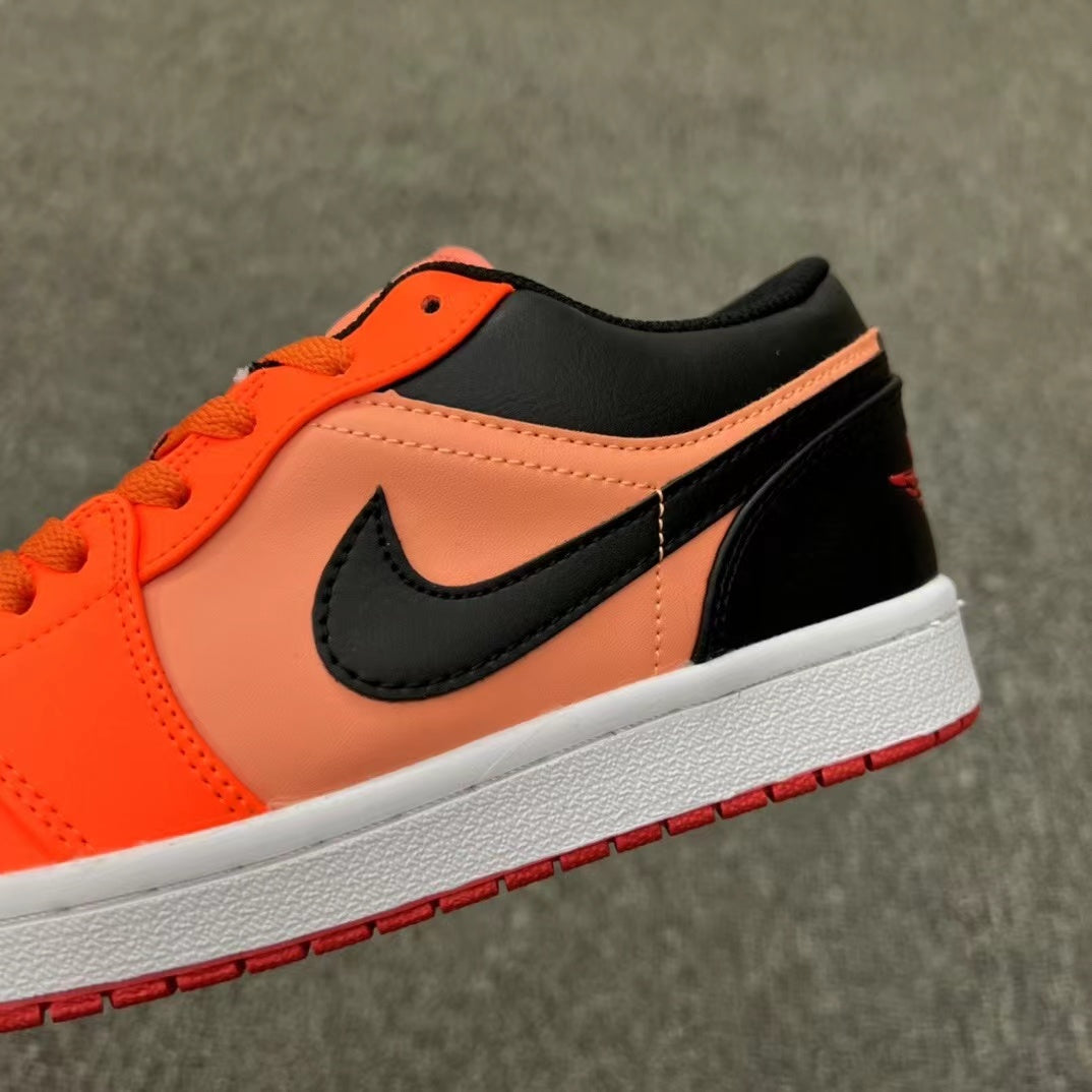 Low Top Basketball Shoes, Black Orange Colorway, Lace Up Design, Casual Gift for Shoe Lovers