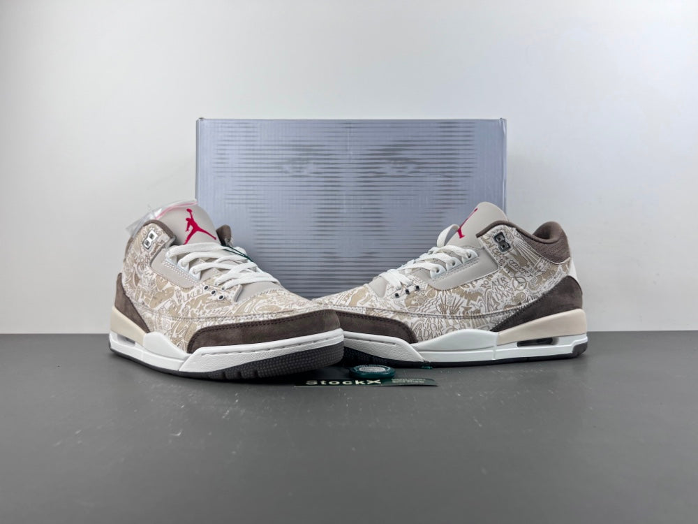 Retro Low Top Sneakers, White Brown Colorway, Laser Etched Design, Lace Up Design, Casual Gift for Sneaker Fans