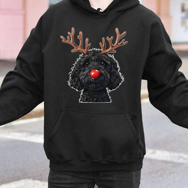 Reindeer Antlers Doodle Sweatshirt, Goldendoodle Christmas Hoodie, Humorous Dog Mom Holiday Hoodie, Winter Dog Lover Present 