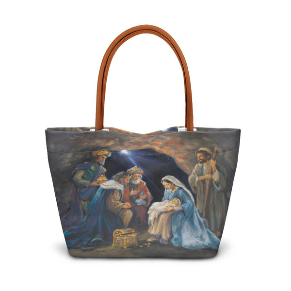 Adoration of the Magi Handbag, Nativity Scene Tote Bag, Christian Christmas Shoulder Bag, Religious Art Travel Tote Bag, Chur