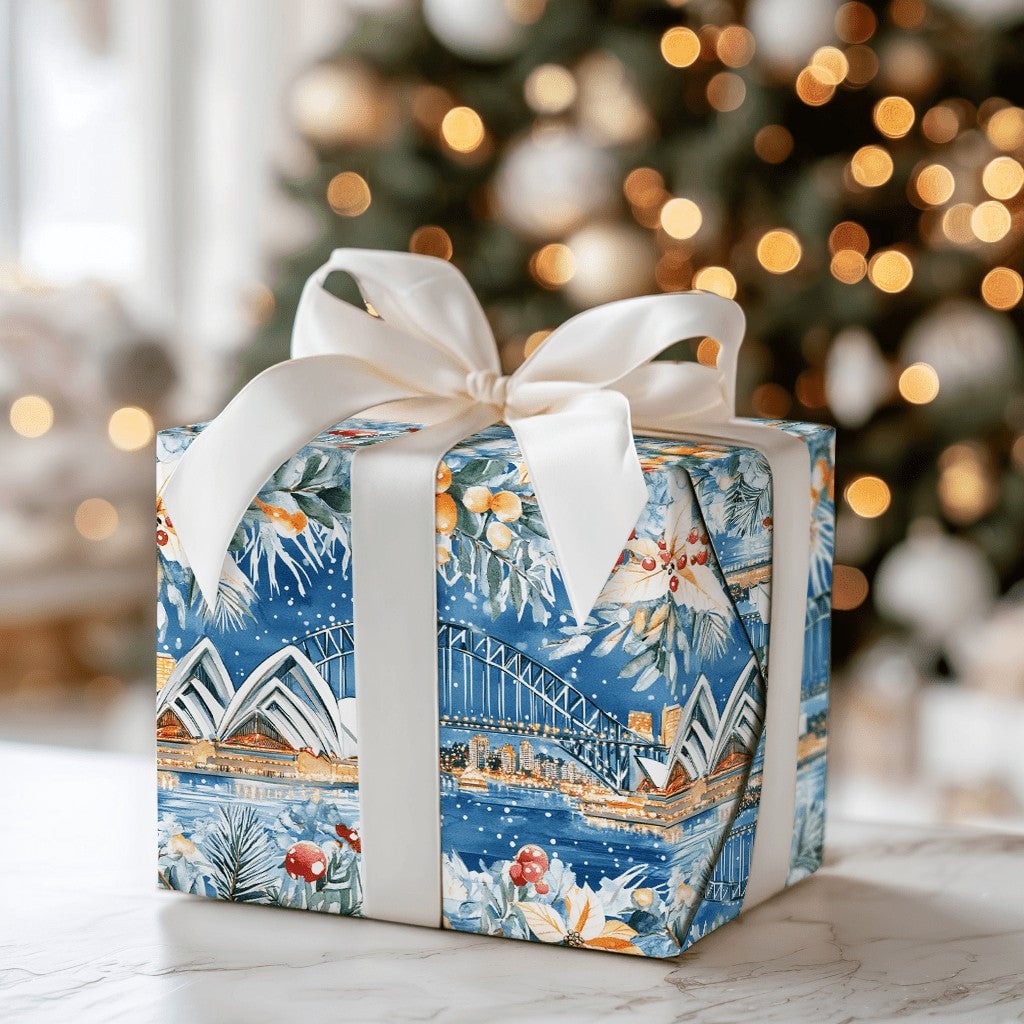 Australian Landmark Gift Wrap, Sydney Opera House Christmas Wrapping Paper, Harbour Bridge Wrapping Paper, Australia Holiday 