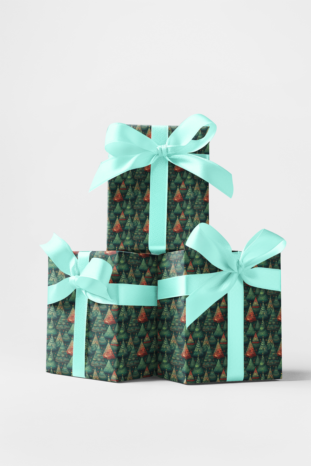 Festive Tree Gift Wrap, Fir Tree Christmas Wrapping Paper, Dark Green Xmas Wrapping Paper, Winter Holiday Gift Wrap, Holiday 