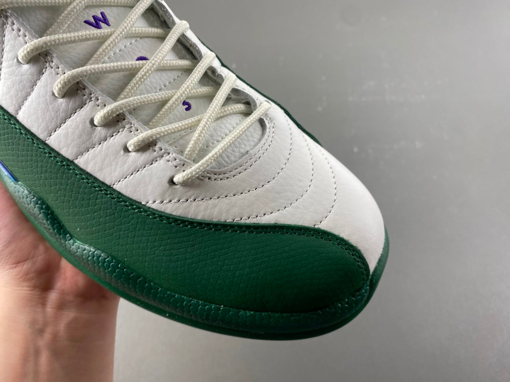 Low Top Sneakers, White Green Purple Colorway, Lace Up Design, Casual Gift for Sneaker Fans