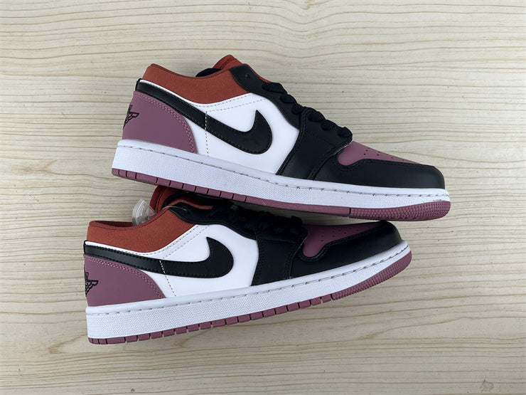 Low Top Sneakers, Burgundy Black White Colorway, Lace Up Design, Casual Gift for Sneaker Fans