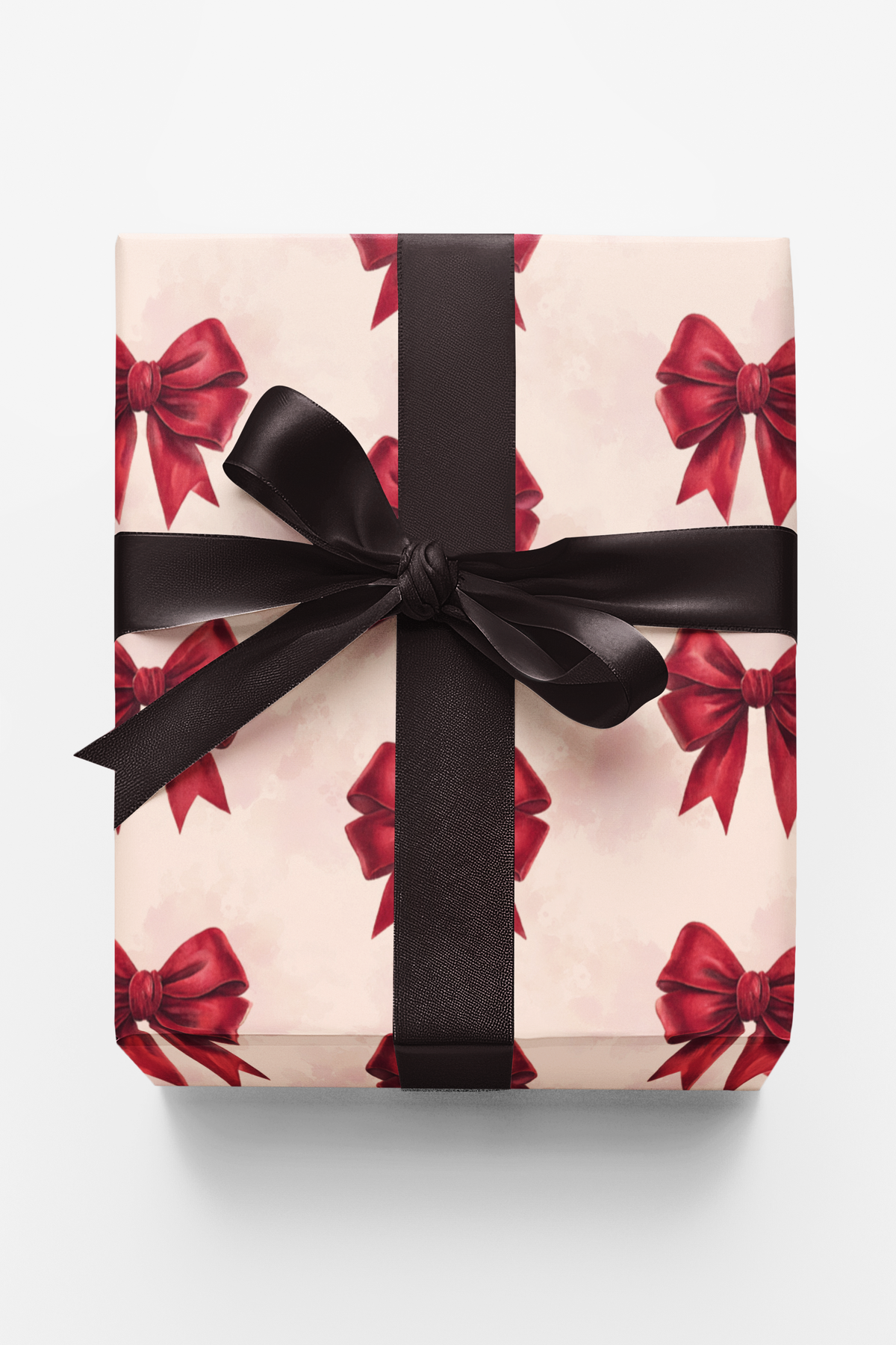 Ribbon Christmas Gift Wrap, Scarlet Promise Red Bow Wrapping Paper, Elegant Red Bows Present Wrap, Birthday and Holiday Gift 