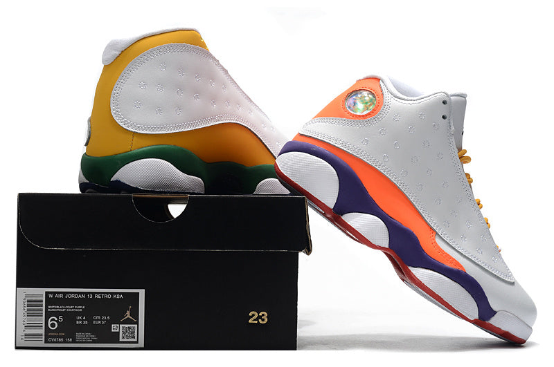 Sneakers, White Orange Colorway, Lace Up Design, Casual Gift for Sneaker Fans