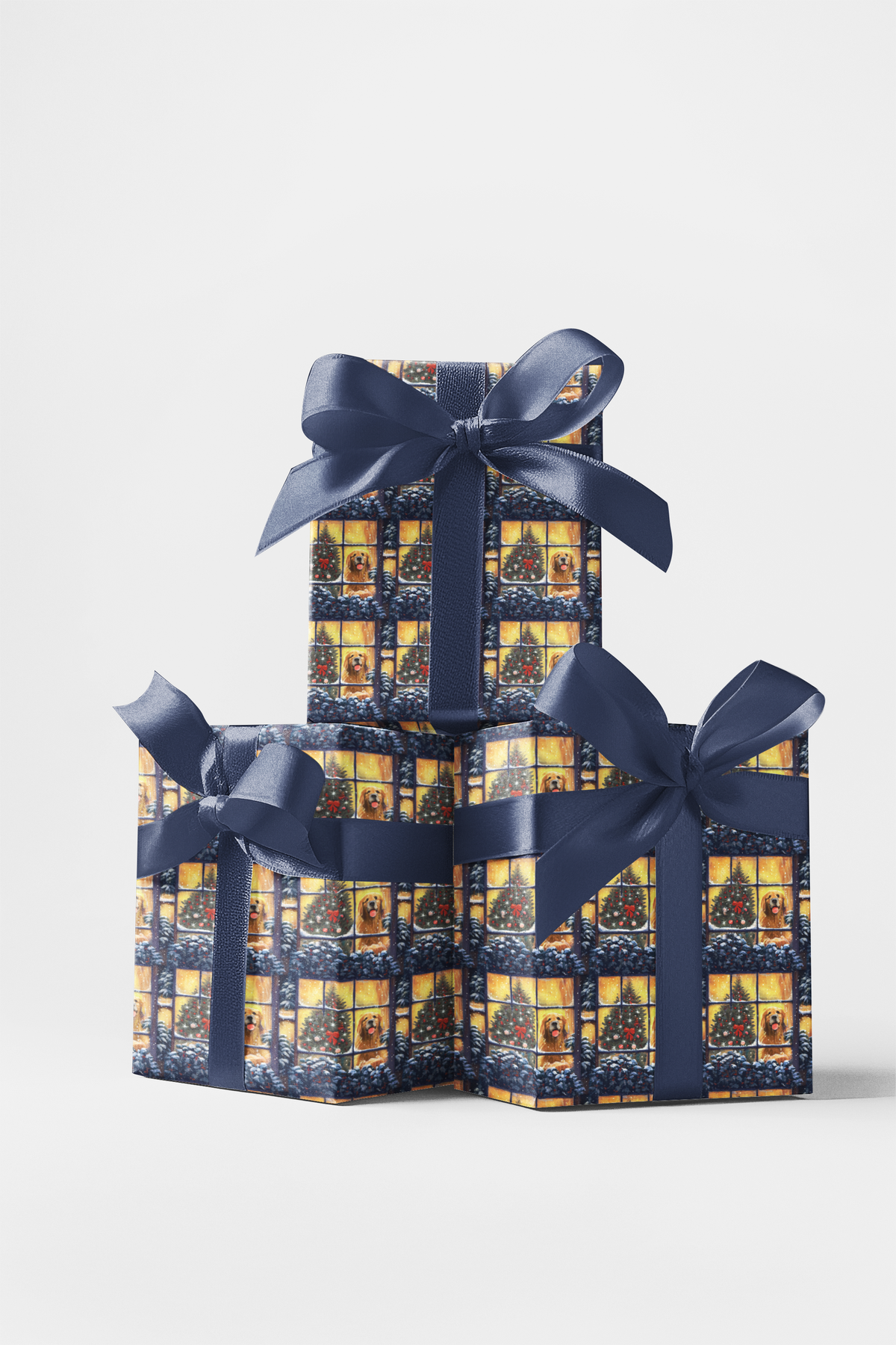 Winter Snow Scene Gift Wrap, Golden Retriever Christmas Wrapping Paper, Holiday Dog Wrapping Paper, Festive Pet Lover Gift Wr
