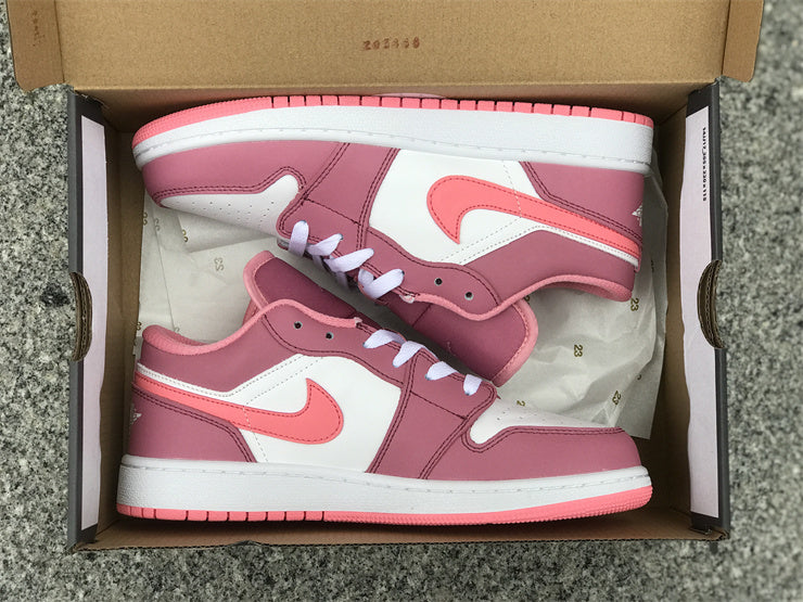 Low Top Sneakers, White Pink Colorway, Lace Up Design, Casual Gift for Sneaker Fans