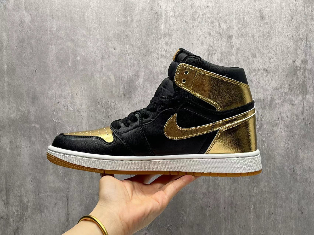 High Top Sneakers, Black Gold Colorway, Lace Up Design, Casual Gift for Sneaker Fans