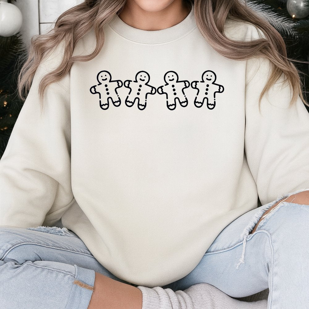 Adorable Christmas Cookie Sweater, Gingerbread Man Sweatshirt, Festive Holiday Graphic Crewneck, Comfy Winter Xmas Pullover
