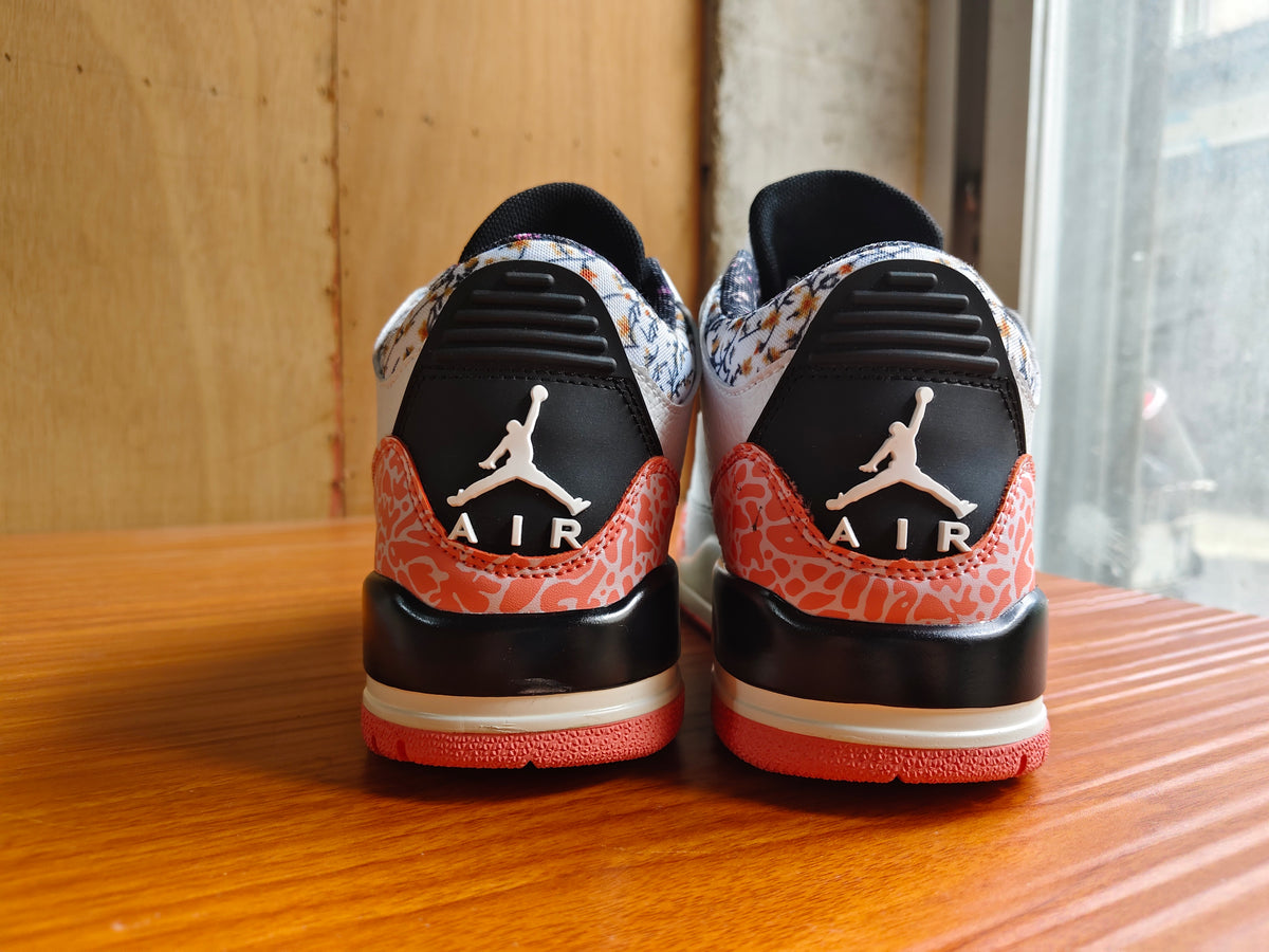 High Top Sneakers, White Orange Colorway, Lace Up Design, Casual Gift for Sneaker Fans
