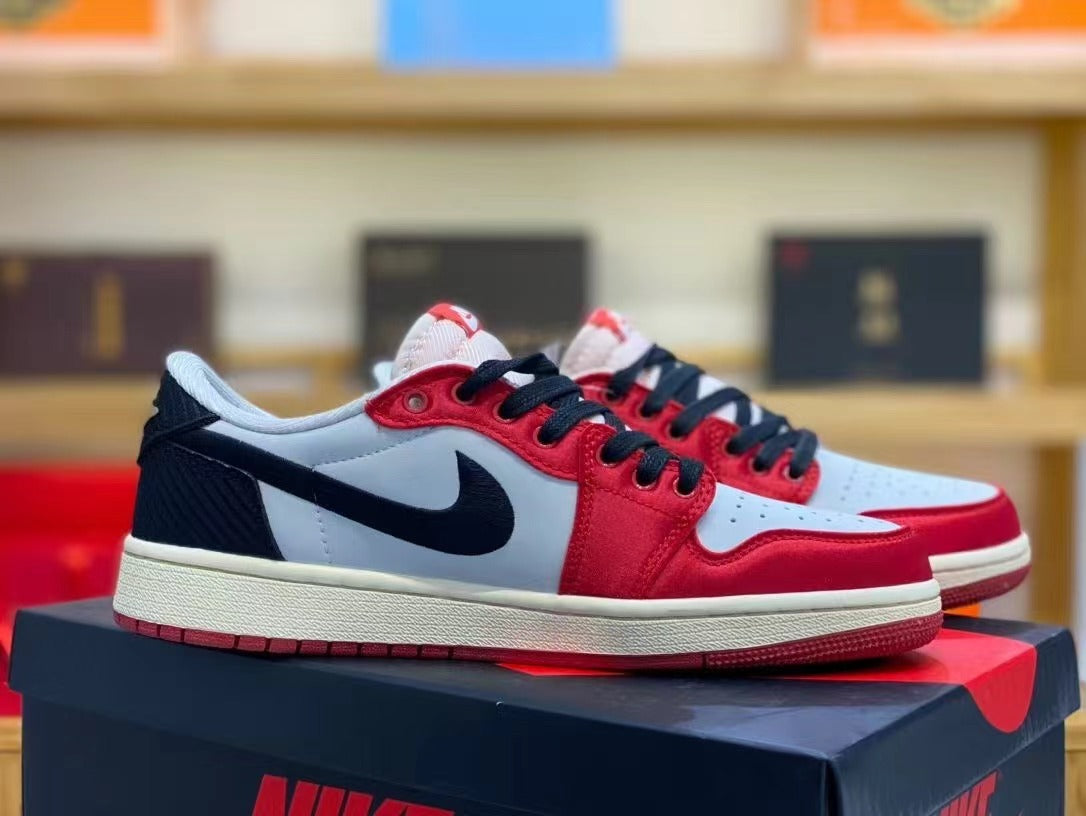 Low Top Sneakers, Red Navy White Colorway, Lace Up Design, Casual Gift for Sneaker Fans