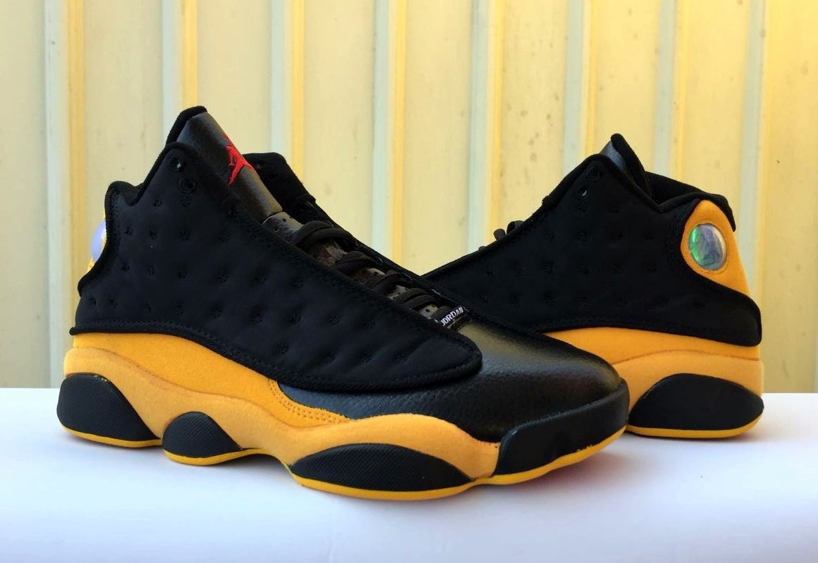 Sneakers, Black Yellow Colorway, Lace Up Design, Casual Gift for Sneaker Fans