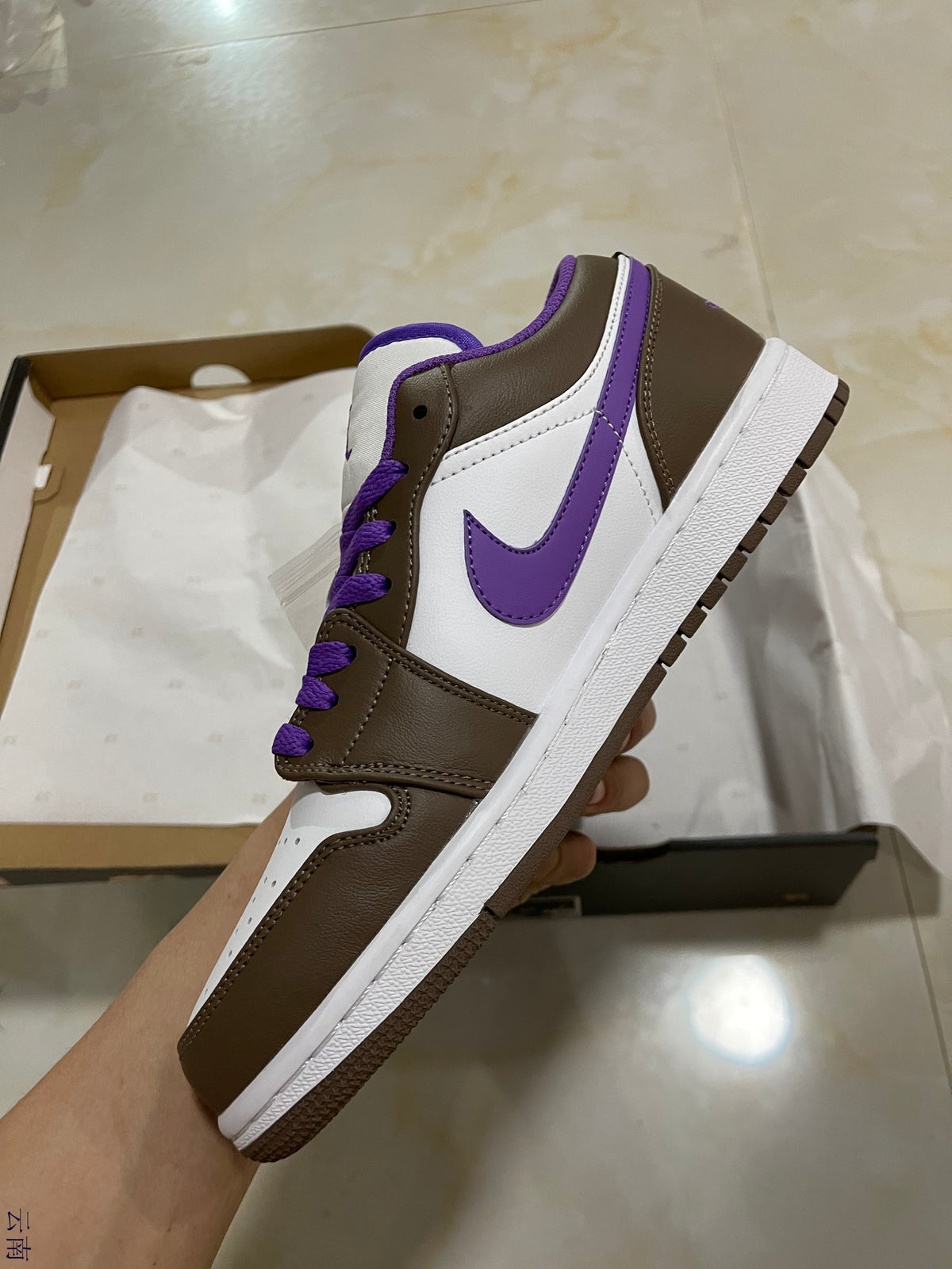 Low Top Sneakers, White Purple Brown Colorway, Lace Up Design, Casual Gift for Sneaker Fans