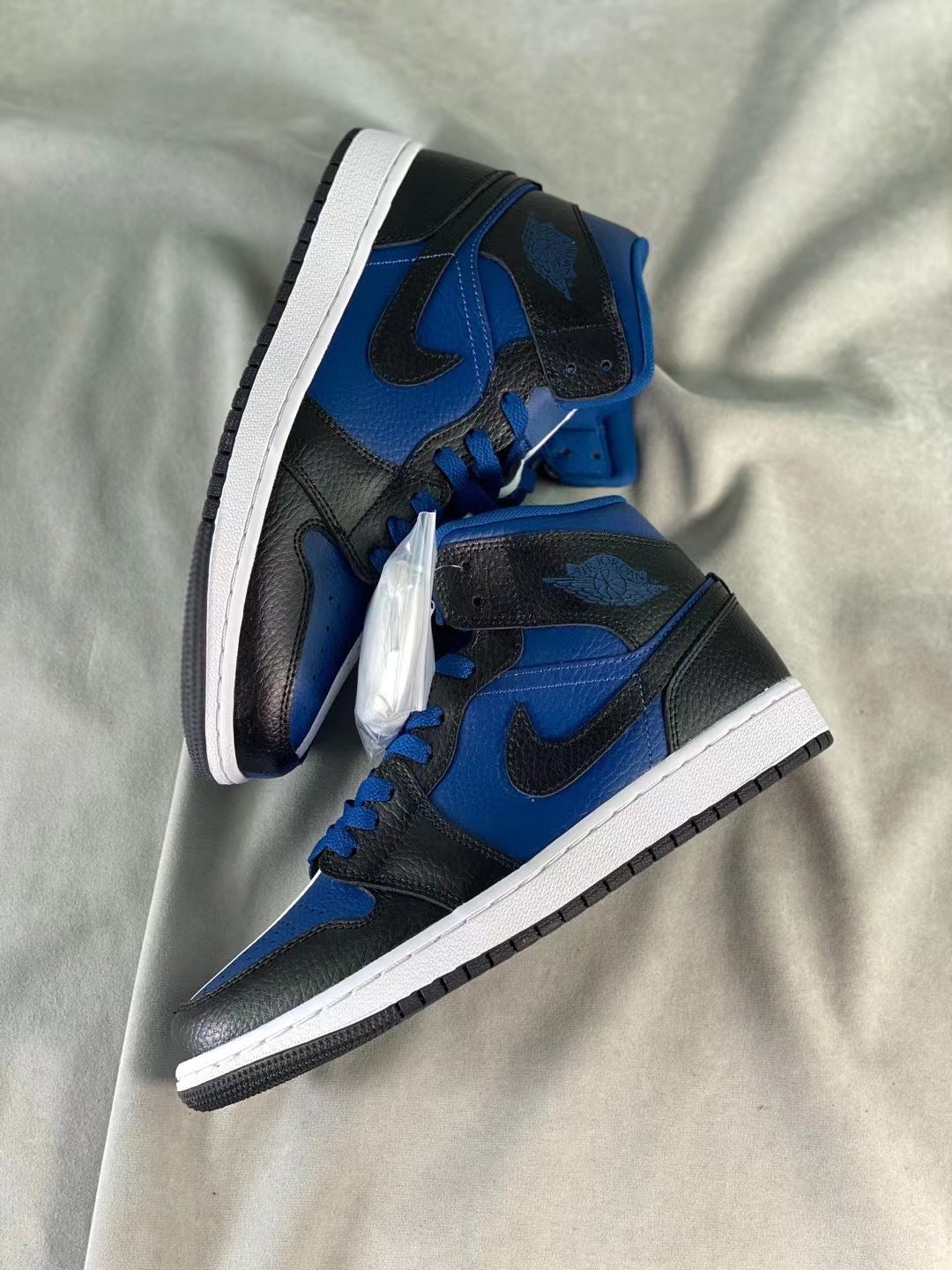 Mid Top Sneakers, Blue White Colorway, Lace Up Design, Casual Gift for Sneaker Fans