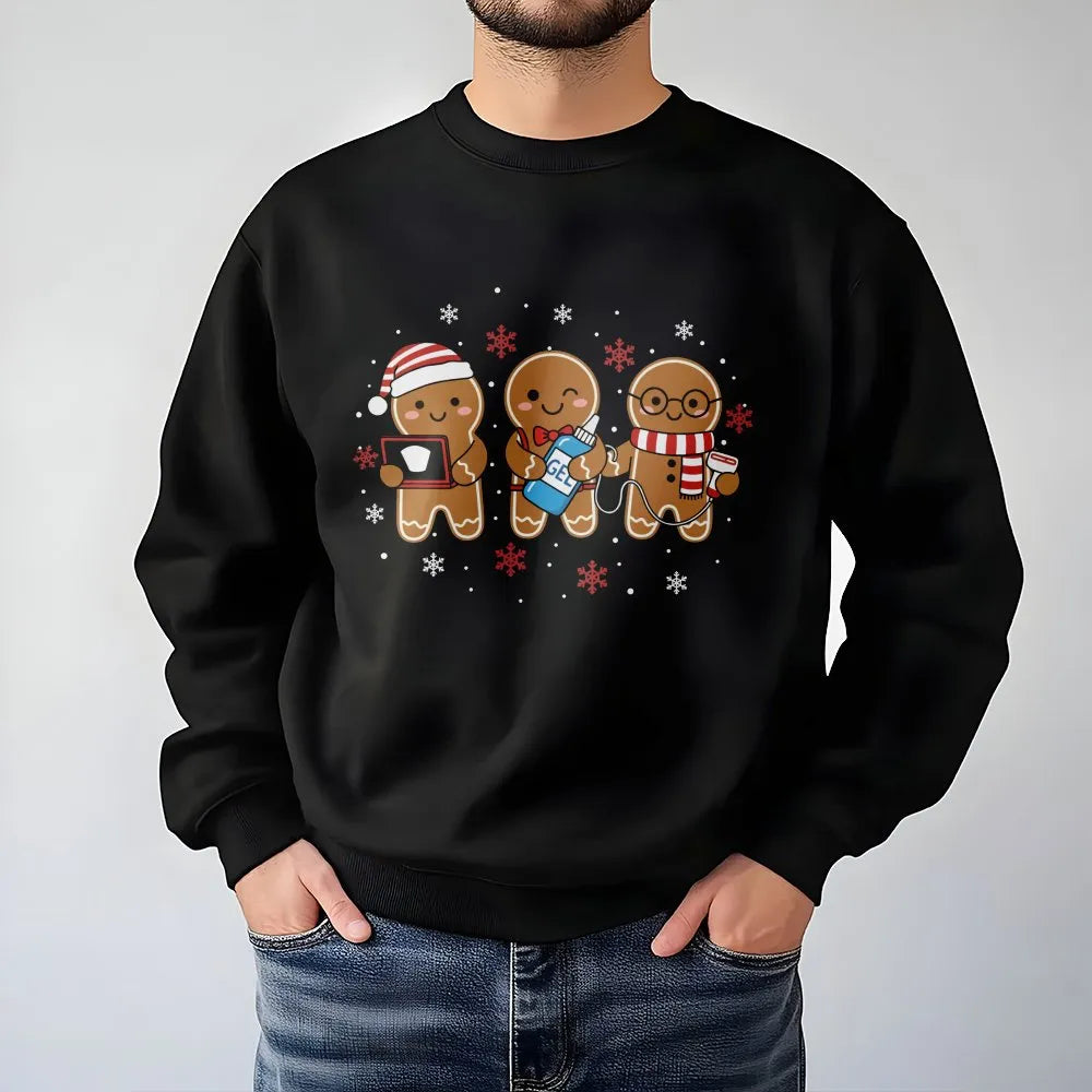 Gingerbread Sonographer Sweater, Ultrasound Tech Christmas Sweatshirt, Radiology Holiday Crewneck, Medical Sonography Xmas Pu