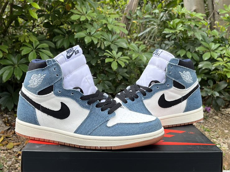 High Top Sneakers, White Blue Black Colorway, Lace Up Design, Casual Gift for Sneaker Fans