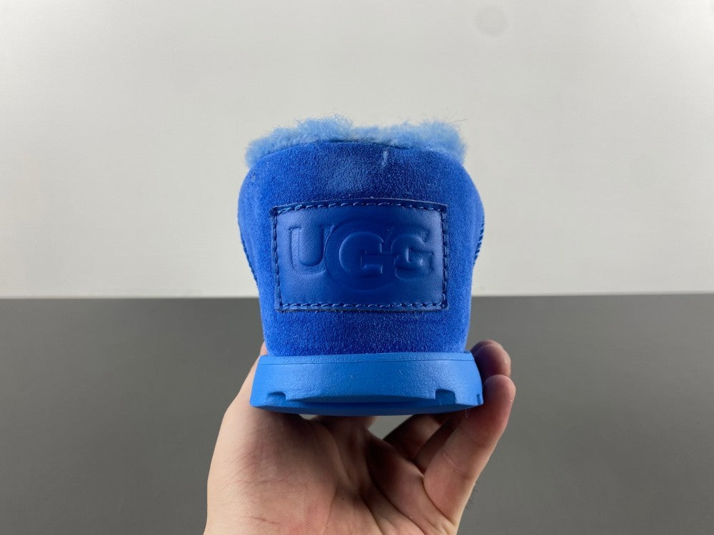 Slides, Blue Colorway, Slip On Design, Wool Detail, Casual Gift for Shoe Lovers