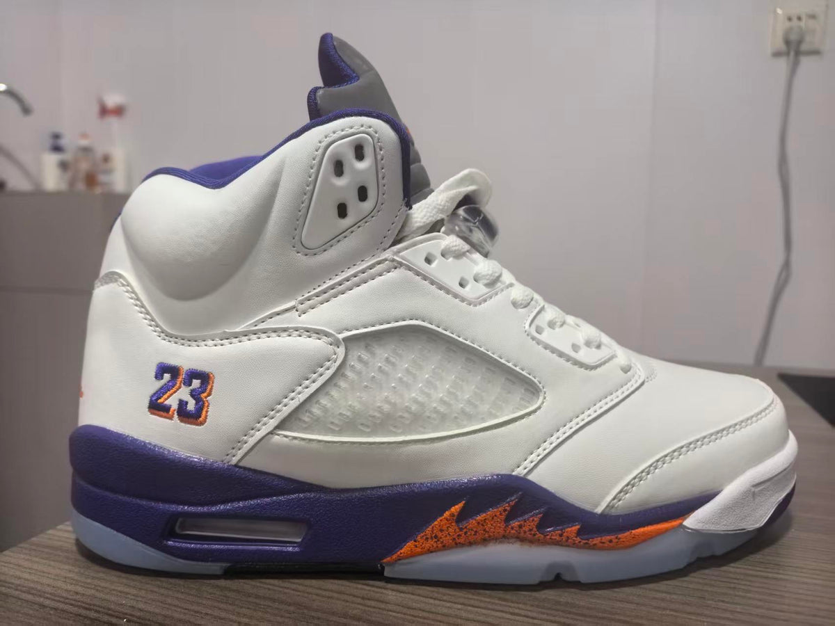 High Top Sneakers, White Purple Colorway, Lace Up Design, Casual Gift for Sneaker Fans