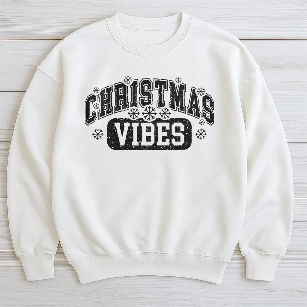 Varsity Snowflake Crewneck, Christmas Vibes Sweatshirt, Comfy Holiday Graphic Sweatshirt, Winter Aesthetic Pullover, Xmas Pre