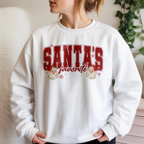 Retro Christmas Graphic Crewneck, Santa's Favorite Sweatshirt, Humorous Holiday Pullover, Vintage Xmas Sweater, Festive Appar