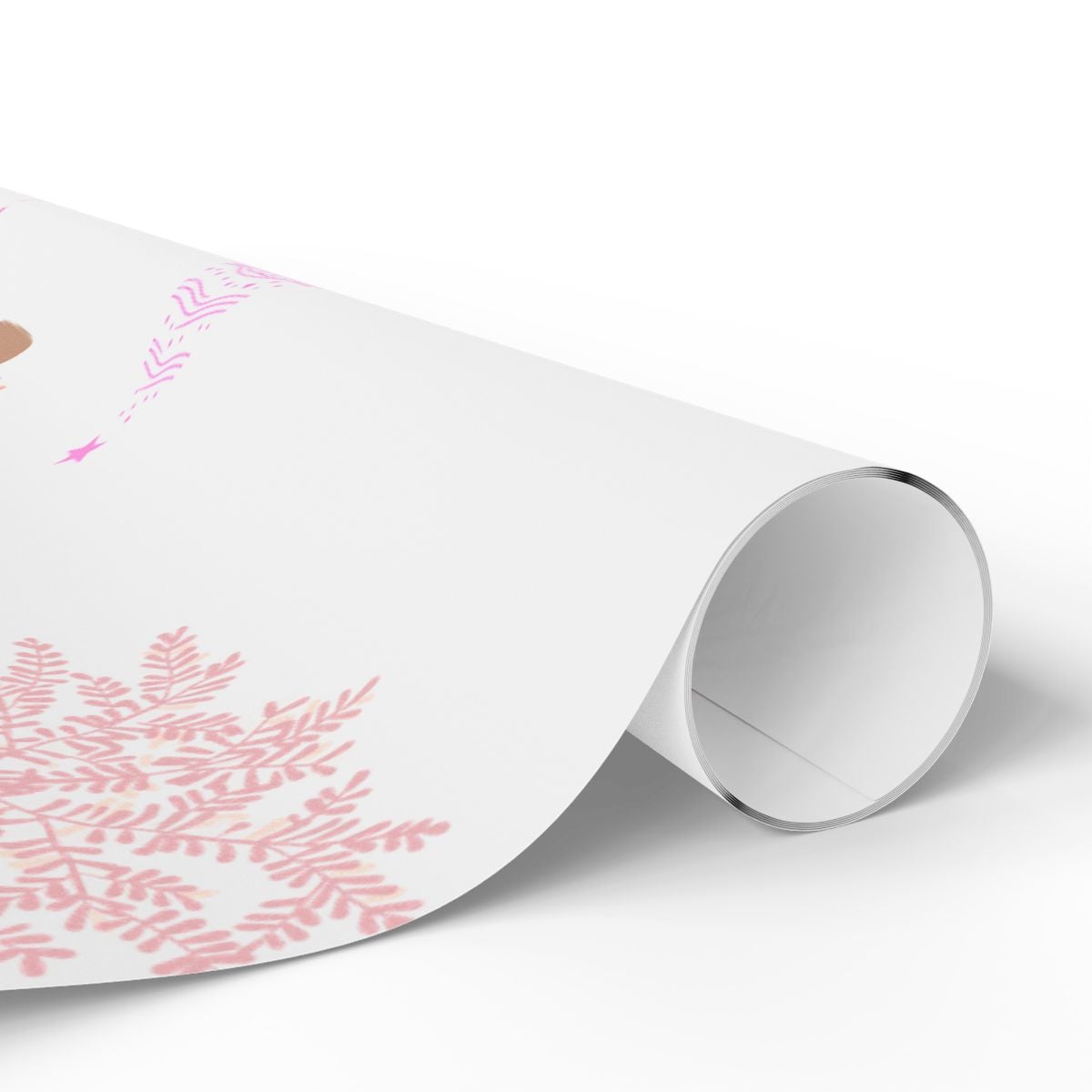 Adorable Tree Pattern Gift Wrap, Pink Christmas Wrapping Paper, Pastel Holiday Gift Wrapping Paper, Retro Merry Xmas Present 