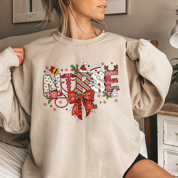 Festive Stethoscope Holiday Sweatshirt, Christmas Nurse Sweatshirt, RN Healthcare Christmas Sweatshirt, Medical Crewneck, Win